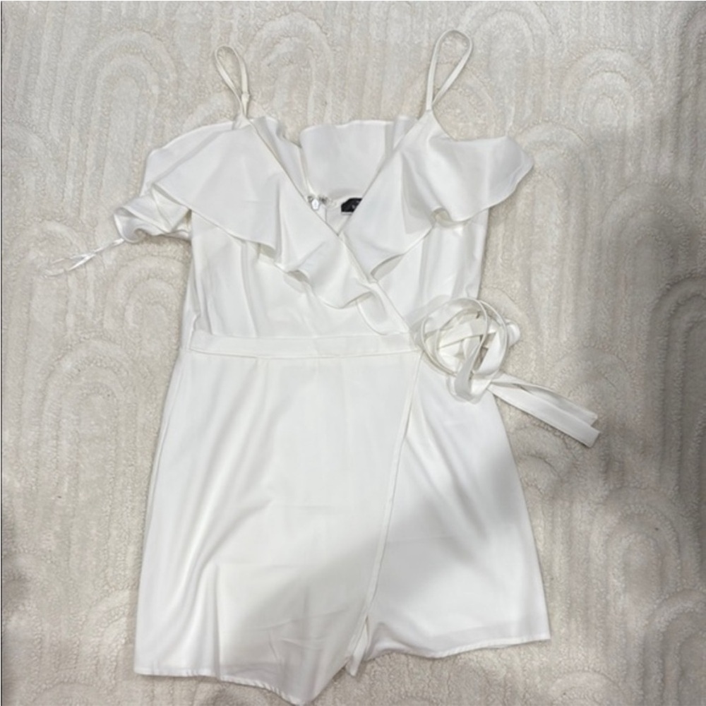 Elegant White Ruffle Jumpsuit - Picture 2 of 2